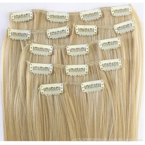 16 clips 5 hair pieces high temperature fiber clip in synthetic hair extension